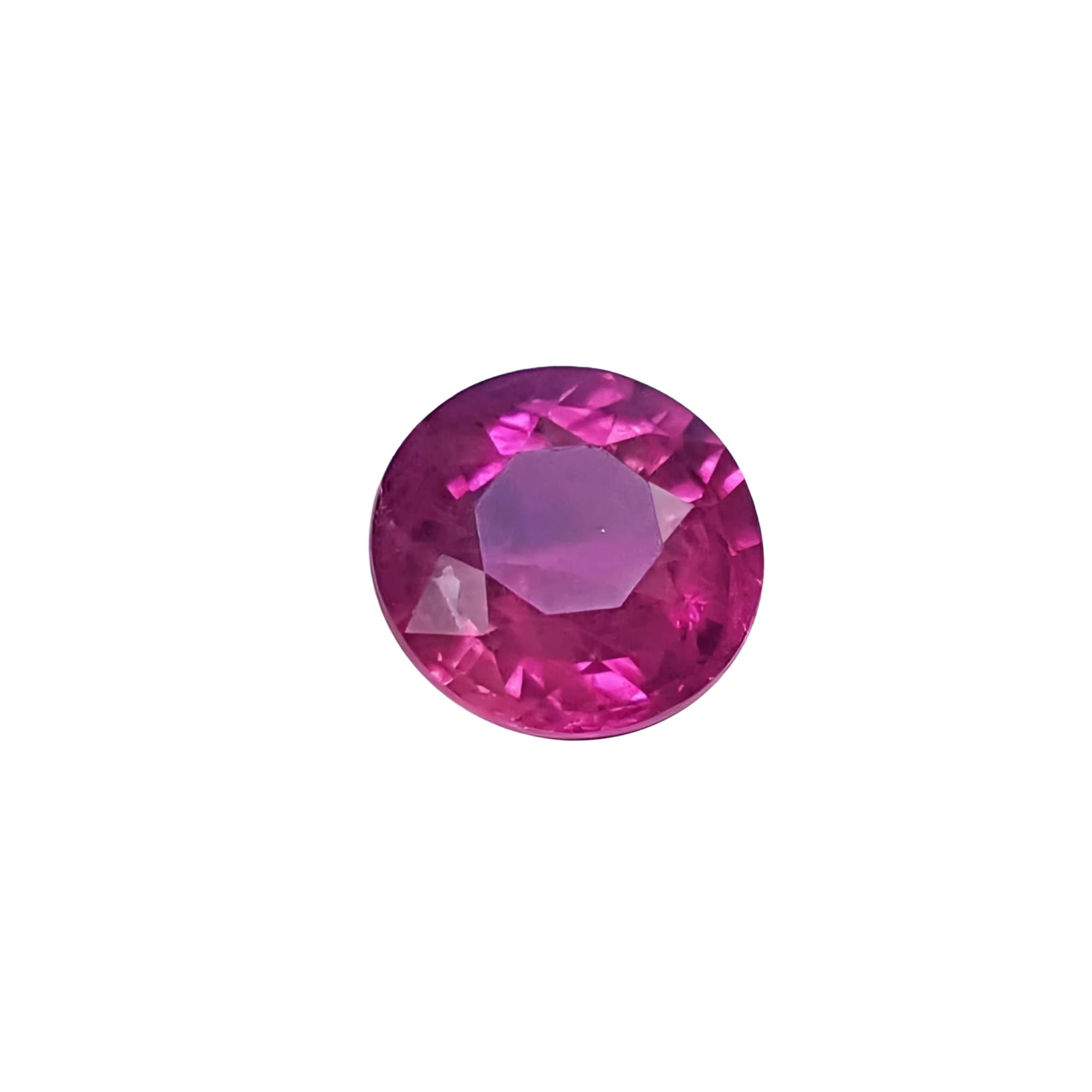 1.64 carat natural loose ruby, round cut, vibrant medium red hue, eye-clean clarity.
