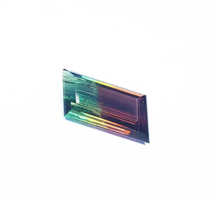 A natural Brazilian watermelon tourmaline topside view.