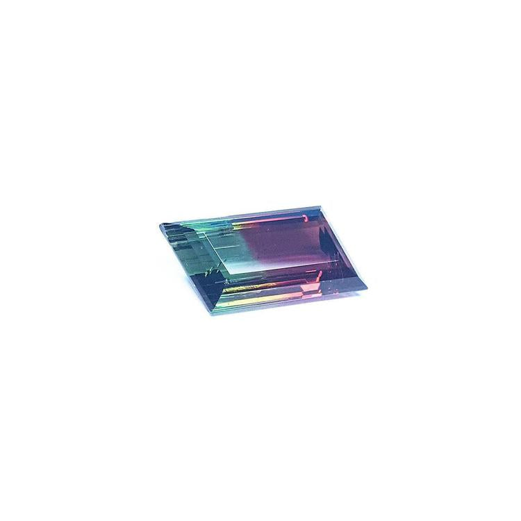 A fancy cut watermelon tourmaline displaying the topside table and crown.
