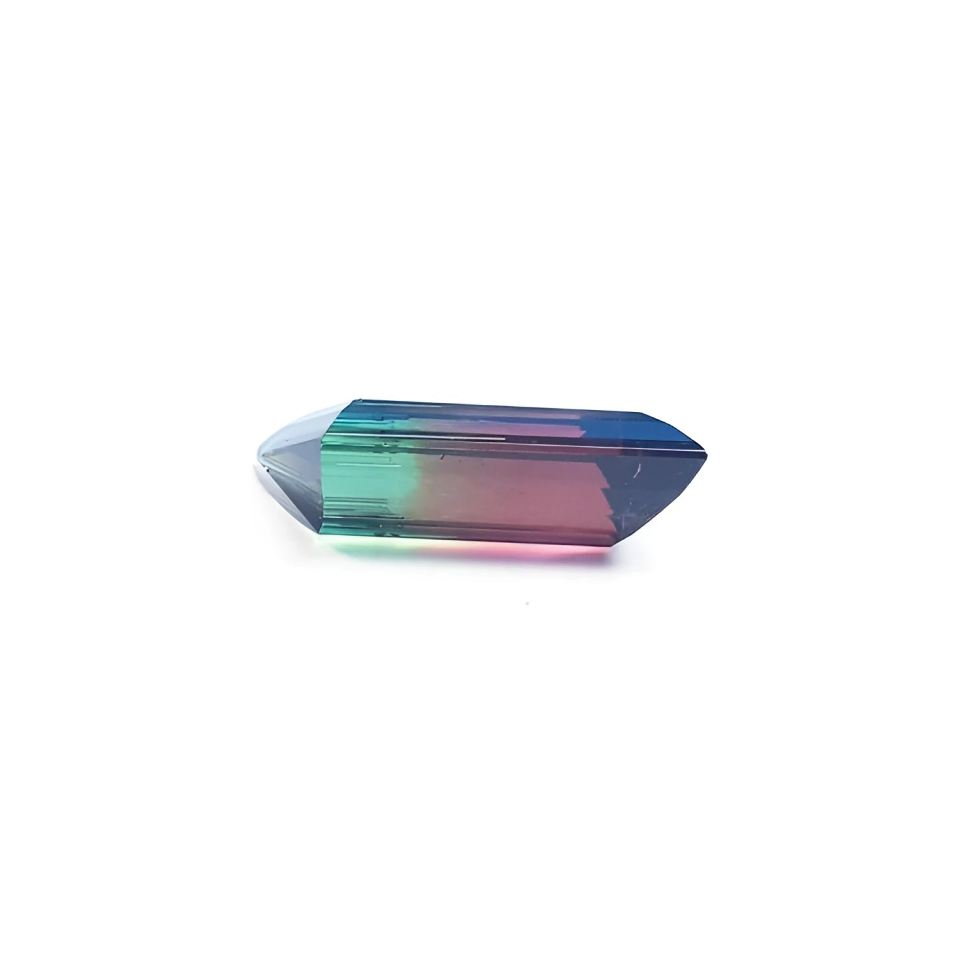 Fancy cut 8.30 carat loose Brazilian Watermelon Tourmaline gemstone with vibrant red-orange and bluish-green bicolor.