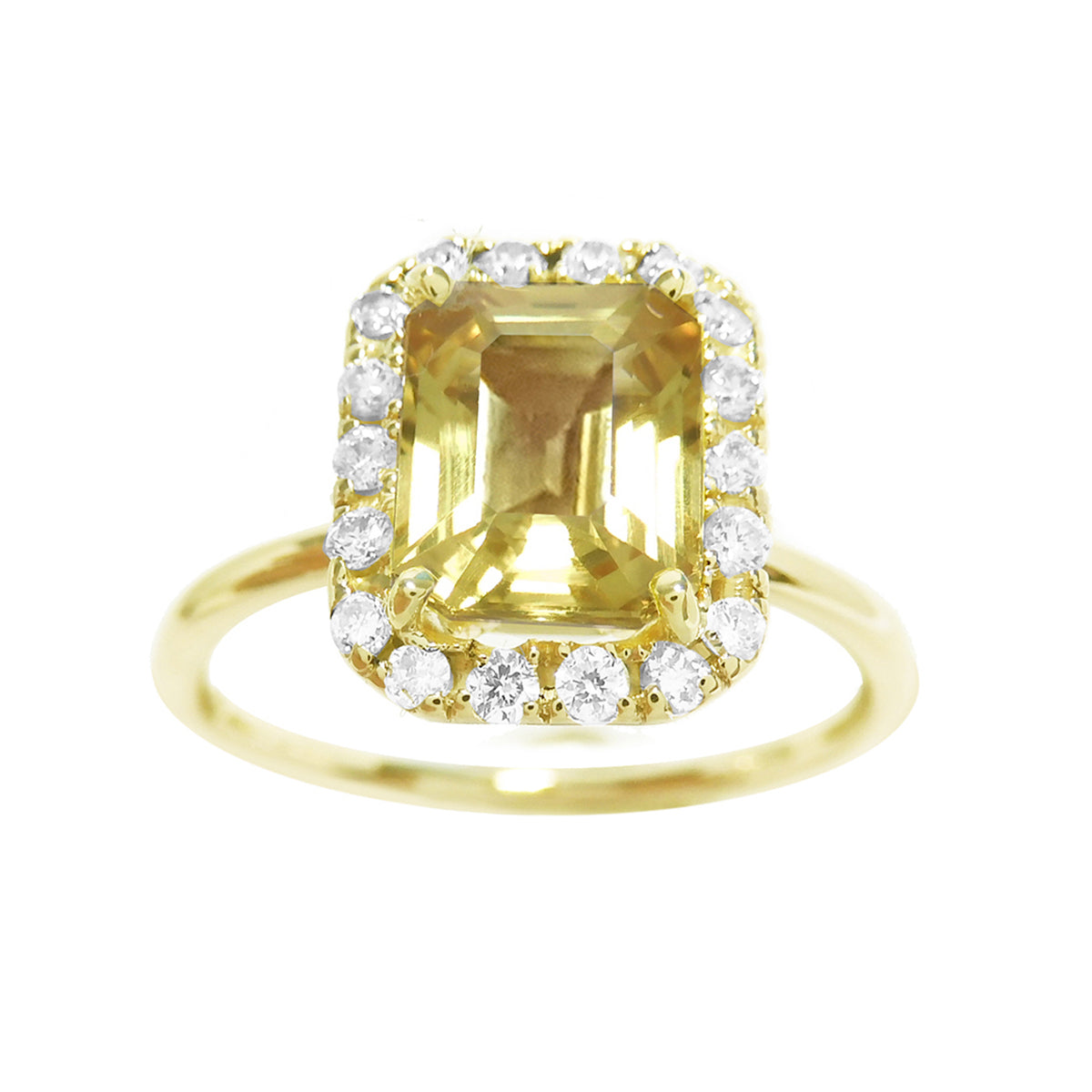 2.03 ct. Natural Yellow Sapphire Ring for Women Halo Diamond Crafted in 14K Yellow Gold