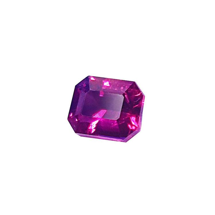 Certified untreated loose natural ruby emerald-cut, left side table and crown visibles