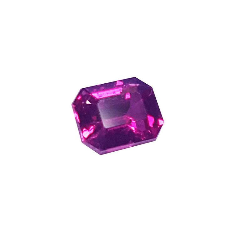 Certified untreated loose natural ruby emerald-cut, right side table and crown visibles
