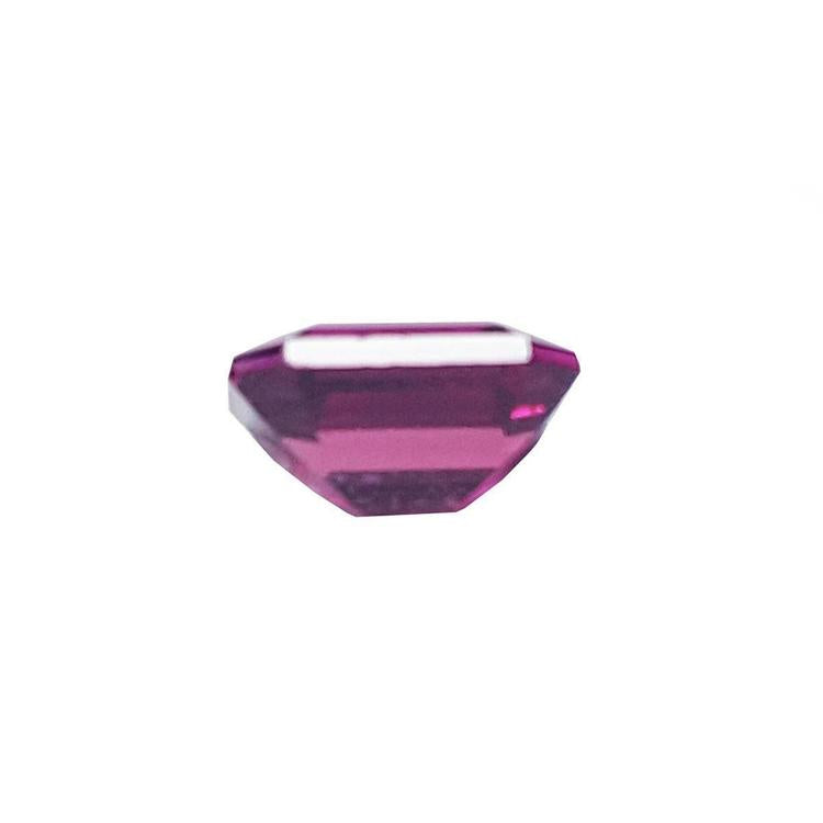 Certified untreated loose natural ruby emerald-cut, underside girdle and pavilion visibles