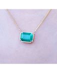 Authentic Colombian Emerald east west style rectangular emerald-cut natural sourced from the Muzo mine