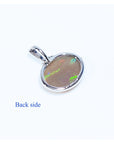 Opal pendant on a white background with 'Back side' text.