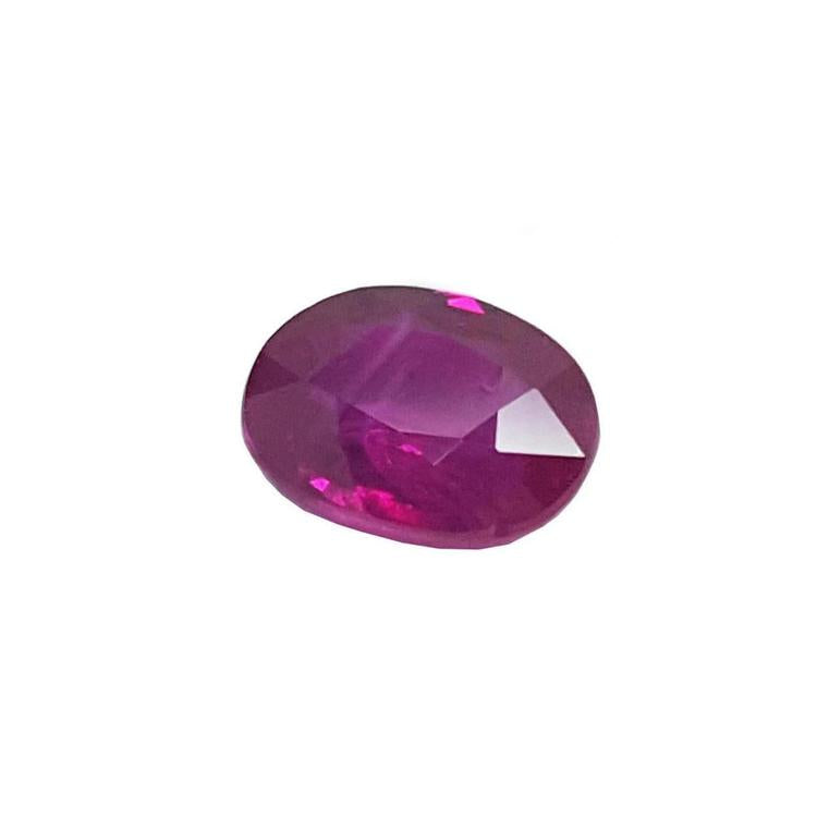 1.59 carat natural Burma ruby, oval brilliant step cut, medium deep red, GRS certified.