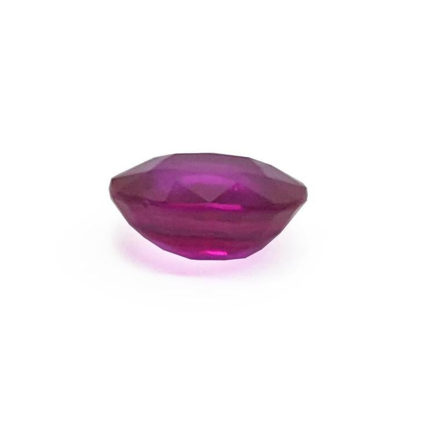 1.59 carat natural Burma ruby, oval brilliant step cut, medium deep red, GRS certified.