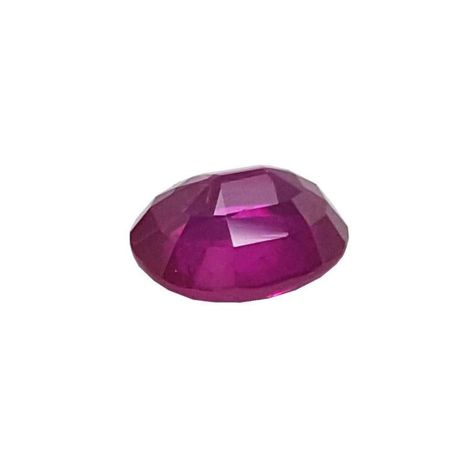 1.59 carat natural Burma ruby, oval brilliant step cut, medium deep red, GRS certified.