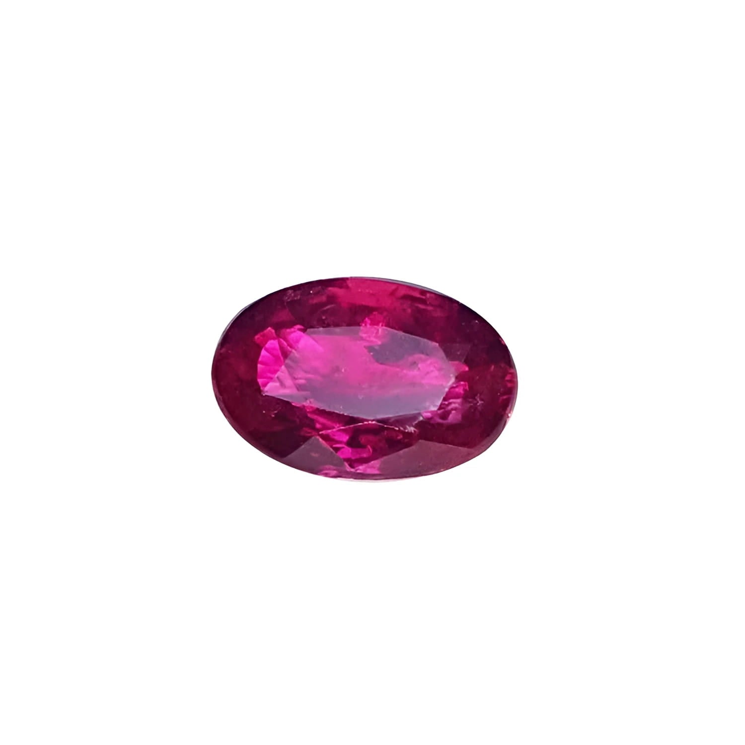 0.91 carat oval cut natural Burmese ruby with a vibrant medium deep red hue.