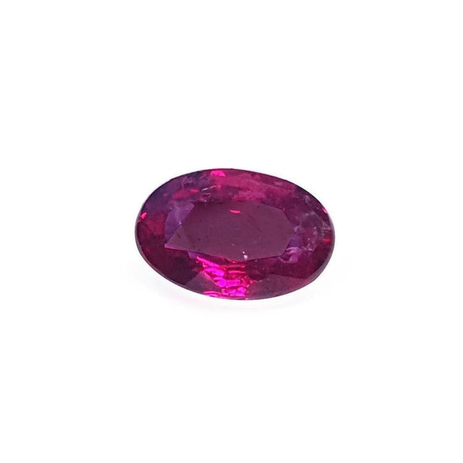 0.91 carat oval cut natural Burmese ruby with a vibrant medium deep red hue.