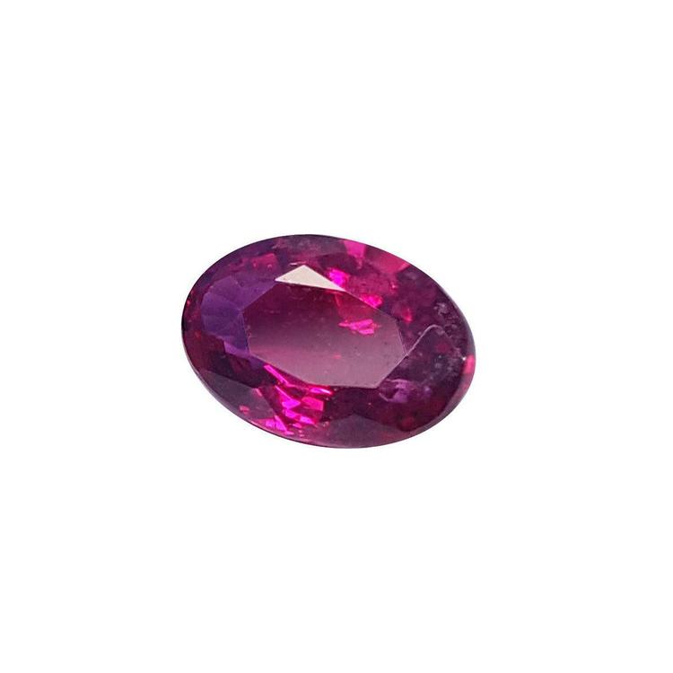Oval cut loose natural ruby 0.91 ct. Burmese, left side position table and crown visibles