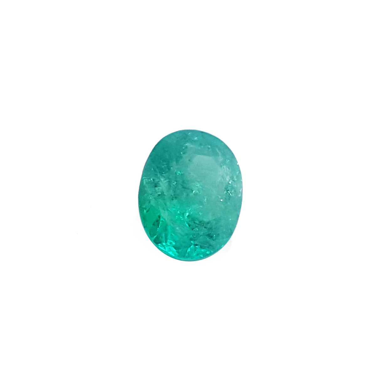 Oval cut loose natural colombian emerald front side table and crown view