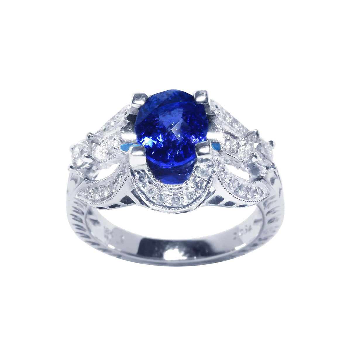 Tanzanite Ring for Women Oval cut Natural Diamonds 18K Gold
