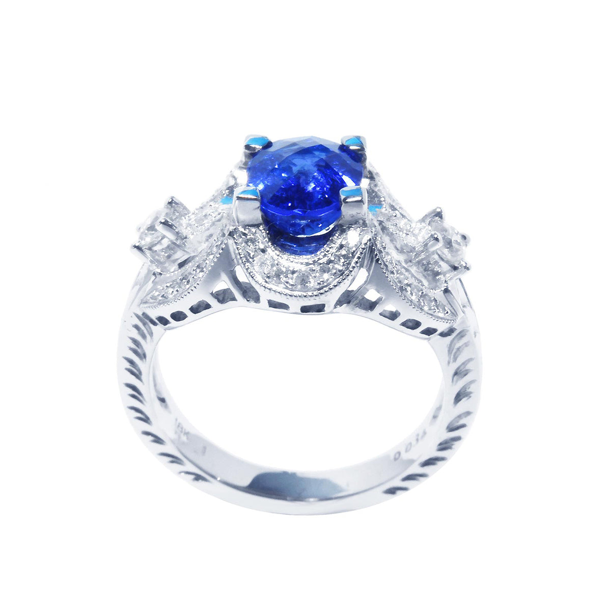 Tanzanite Ring for Women Oval cut Natural Diamonds 18K Gold
