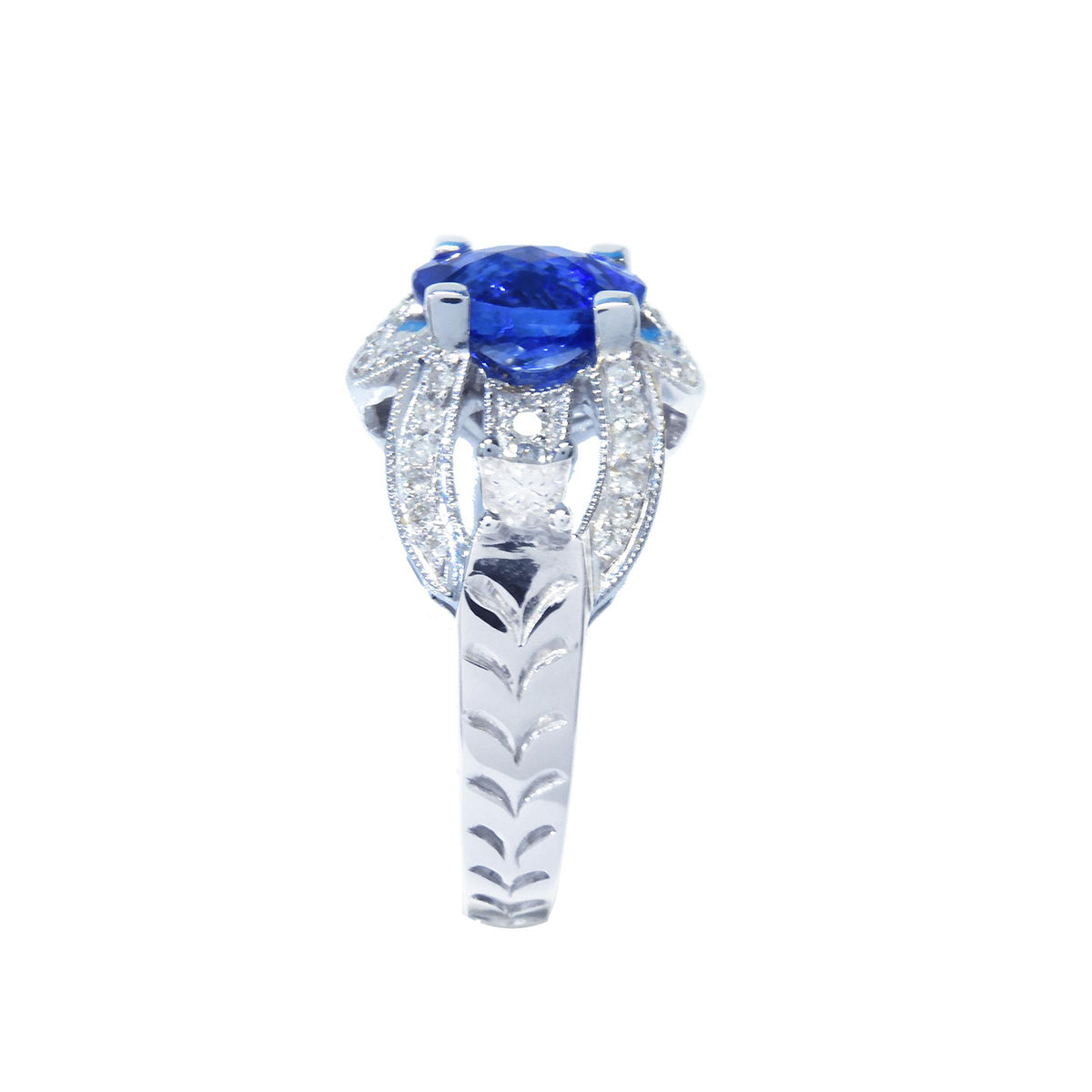 Tanzanite Ring for Women Oval cut Natural Diamonds 18K Gold