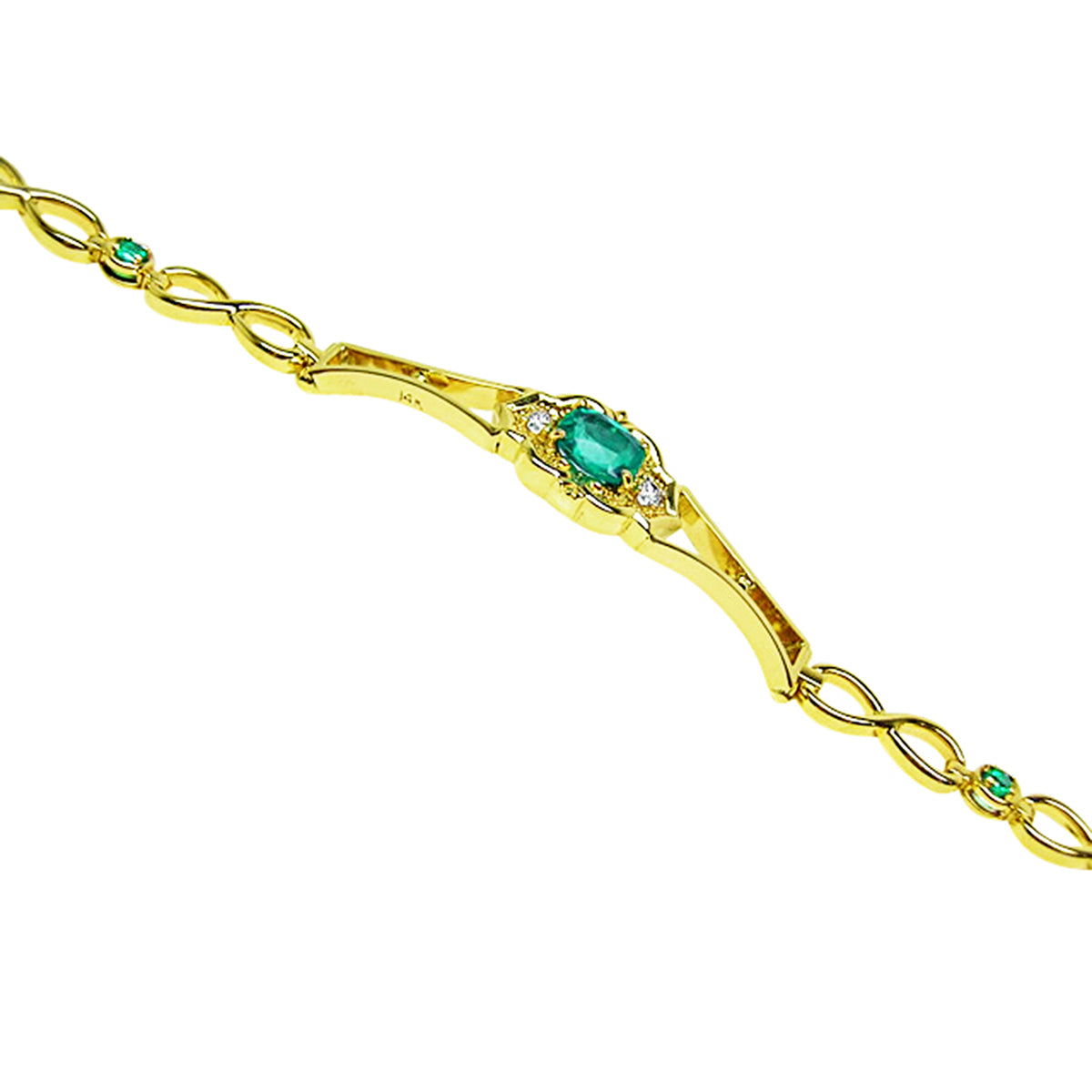 2.02 Carats Women&#39;s Bracelet Natural Emerald Oval cut in 14K Yellow Gold