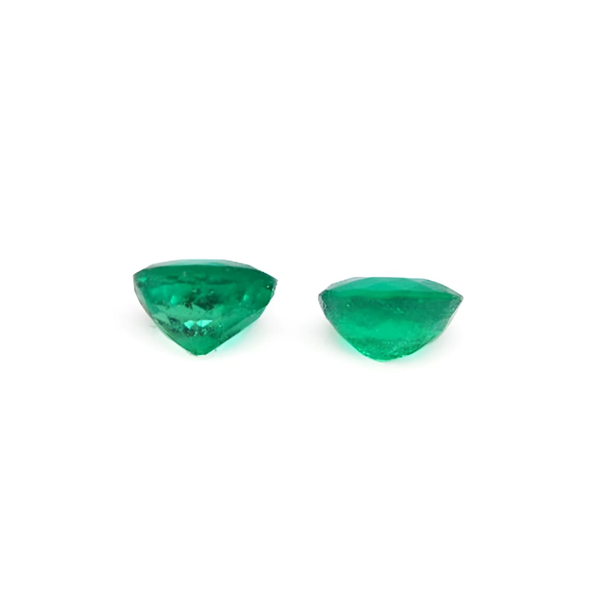 1.60 cttw. oval cut natural loose emeralds matched pair, deep bluish-green, for earrings.
