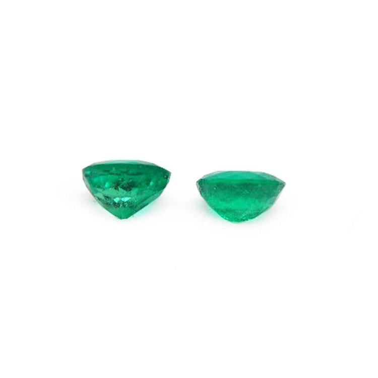 1.60 cttw. oval cut natural loose emeralds matched pair, deep bluish-green, for earrings.