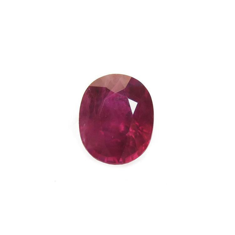 Burmese natural loose ruby oval cut 1.68 ct. front tall position tabe and crown visibles