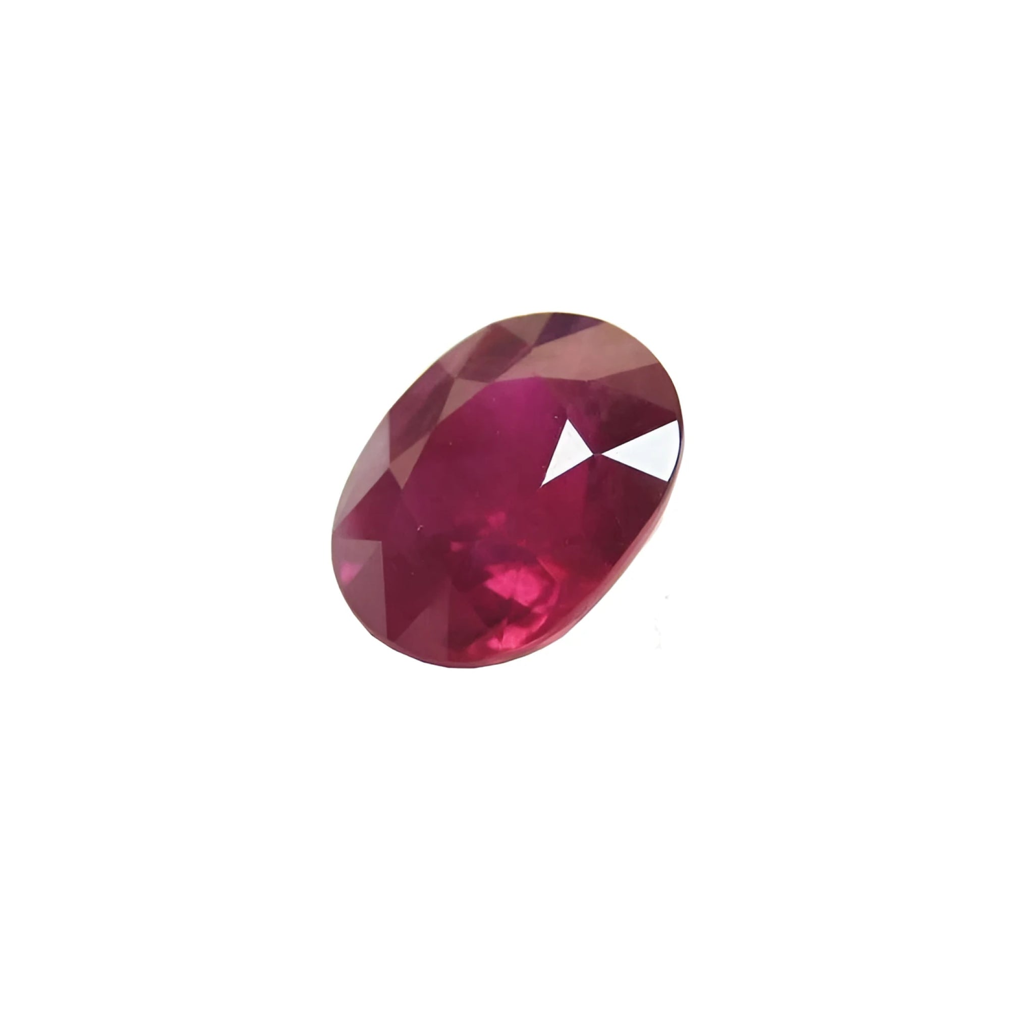 1.68 ct. oval cut natural Burmese ruby with a medium deep red hue.
