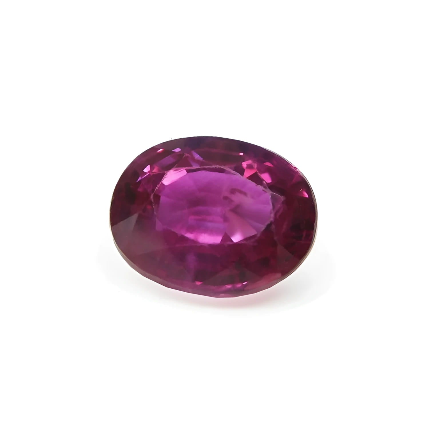 1.31 ct. natural Burma ruby, oval cut, vivid red-purple gemstone.