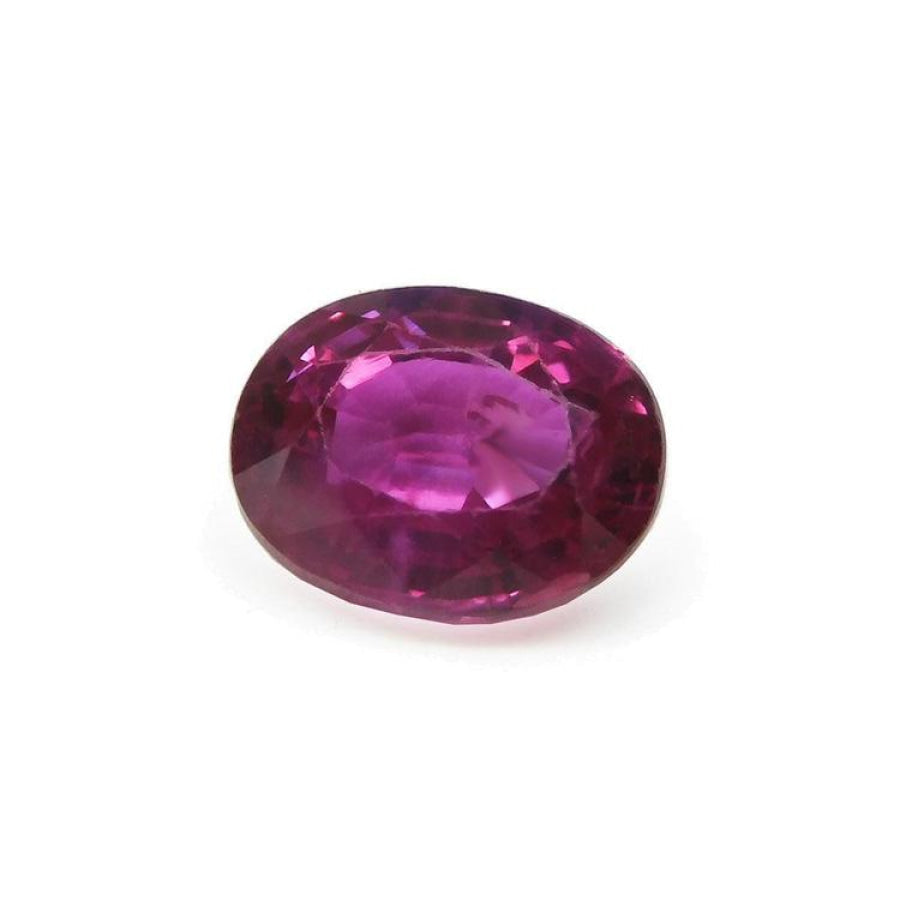 1.31 ct. natural Burma ruby, oval cut, vivid red-purple gemstone.
