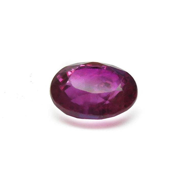 Oval ruby 1.31 carat loose natural gemstone from Burma, upside position crown and table visibles