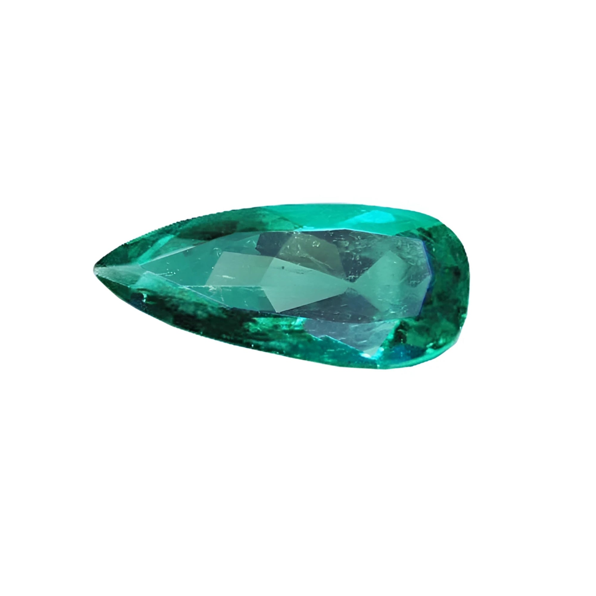 GIA certified Pear shaped loose Colombian emerald, medium-deep, vibrant bluish-green hue eye-clean and crystalline.