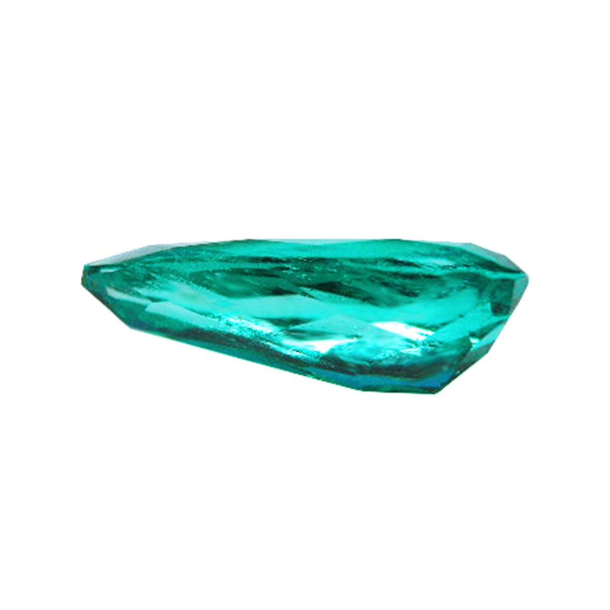 GIA certified Pear shaped loose Colombian emerald, underside pavilion left view