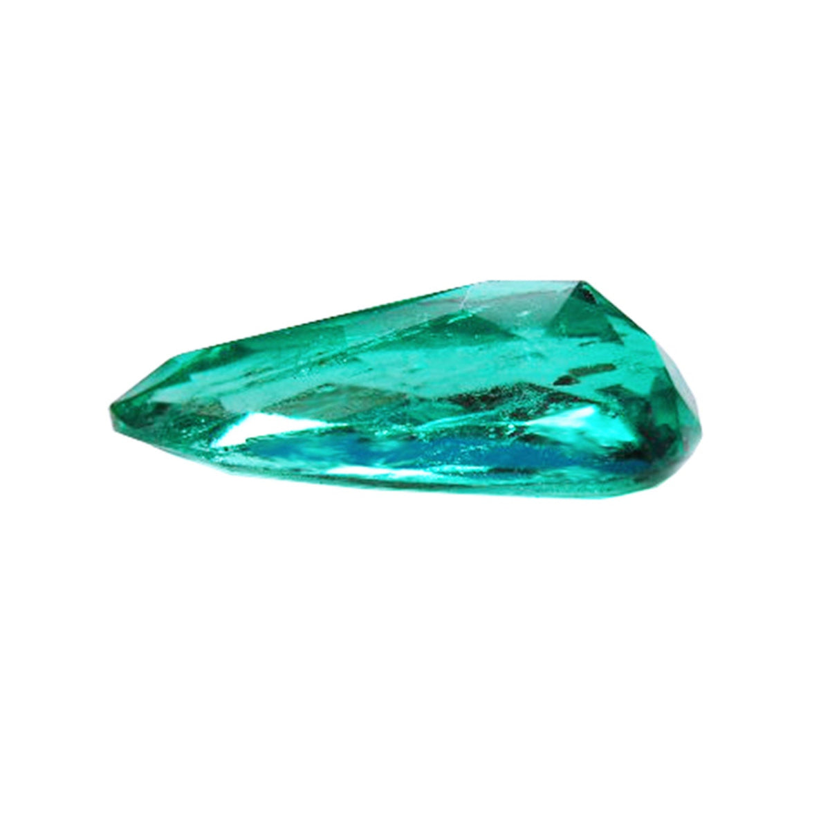 GIA certified Pear shaped loose Colombian emerald, upside down pavilion view