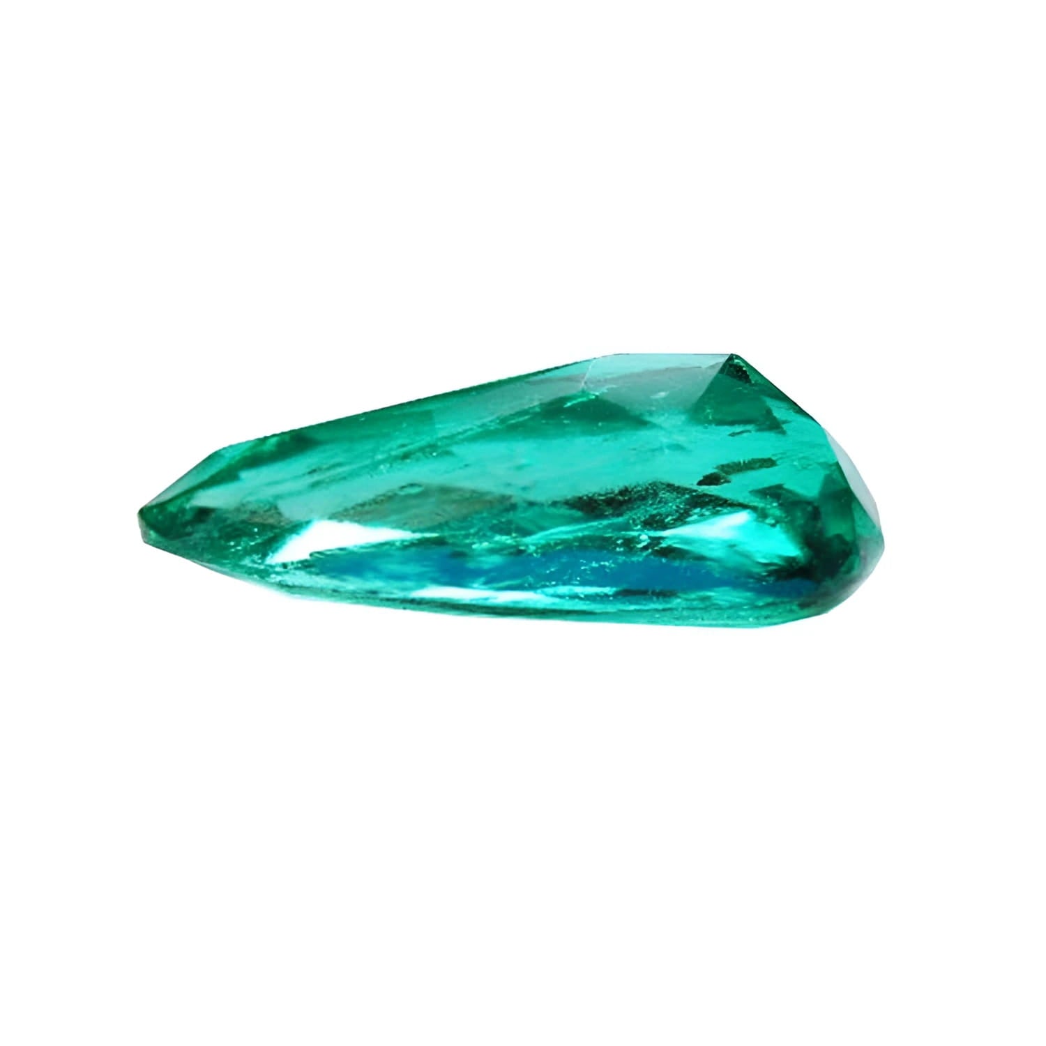 3.43 ct GIA certified natural pear-cut Colombian emerald, vibrant bluish-green.