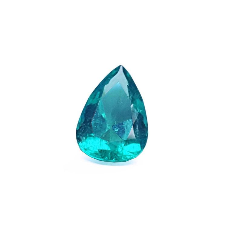 Pear cut loose colombian emerald for sale, offers a vibrant medium deep green hue.