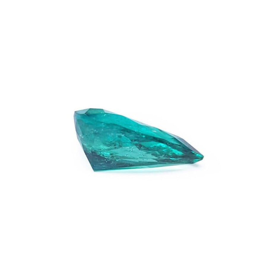 2.65 carat pear cut loose Colombian emerald, vibrant medium deep green.