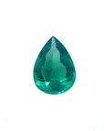 Pear cut natural Colombian emerald Muzo mine, a vibrant medium-deep green hue.