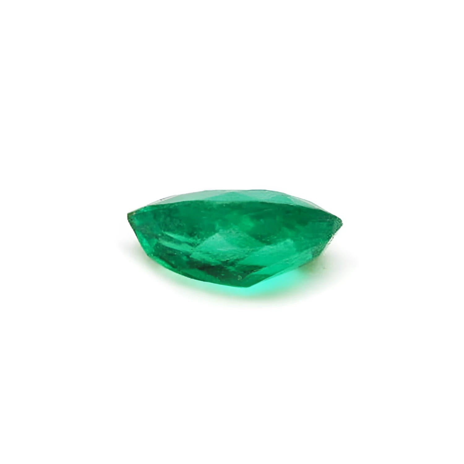 1.84 carat pear-cut natural emerald from Muzo Colombia, vibrant bluish-green.