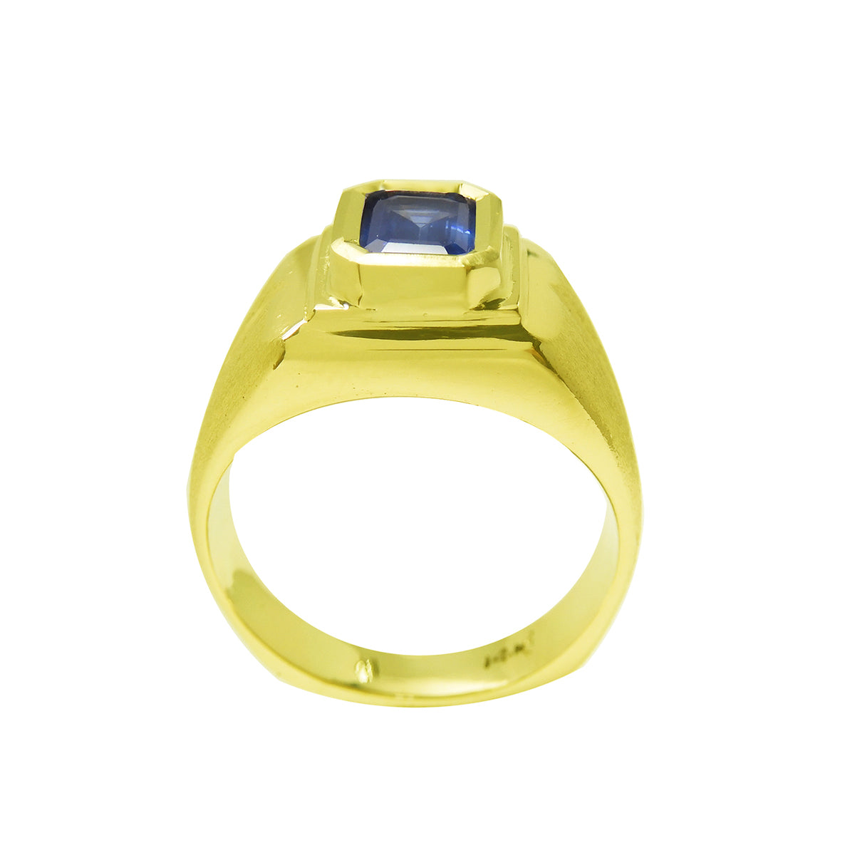 Men&#39;s Sapphire Pinky Ring 1.13 carats Medium Dark Blue 14k Yellow Gold