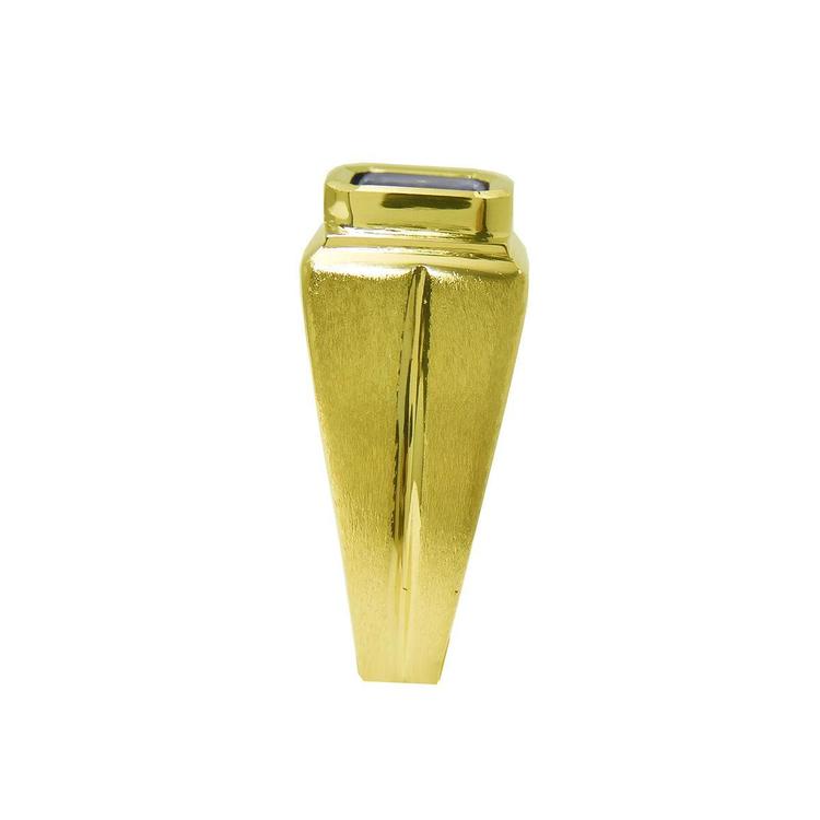 Men's Sapphire Pinky Ring 1.13 carats Medium Dark Blue 14k Yellow Gold
