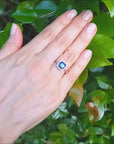 Asscher cut blue sapphire ring