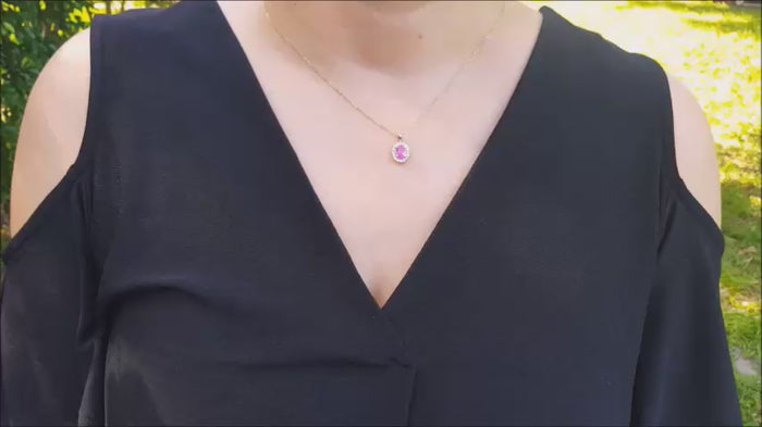 bubblegum pink sapphire oval necklace