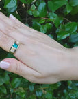 Men's Real Emerald Ring 1.45 Carat Accent Diamonds 18K Yellow Gold