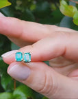 1.29 ct. Natural Colombian emerald stud earrings