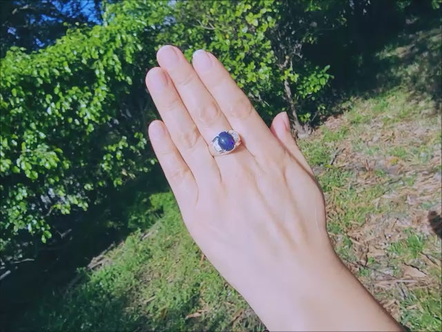 Black opal sterling silver unisex ring