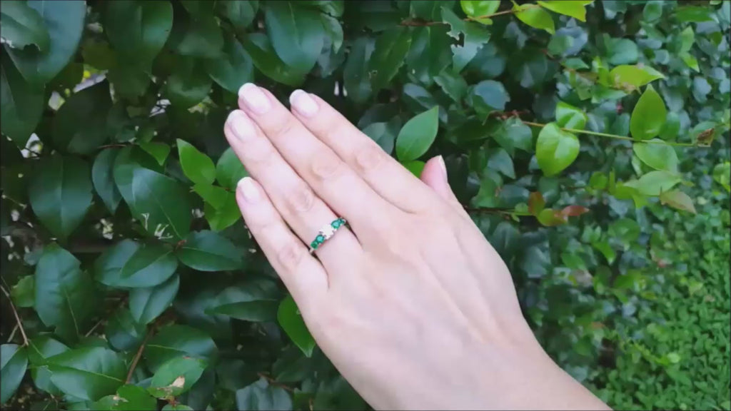 Emerald and diamond ring for women