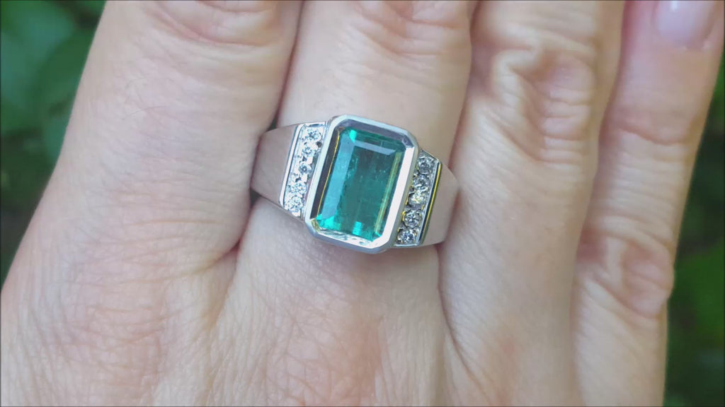 Genuine men's emerald rings for sale