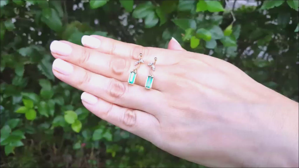 Genuine emerald earrings