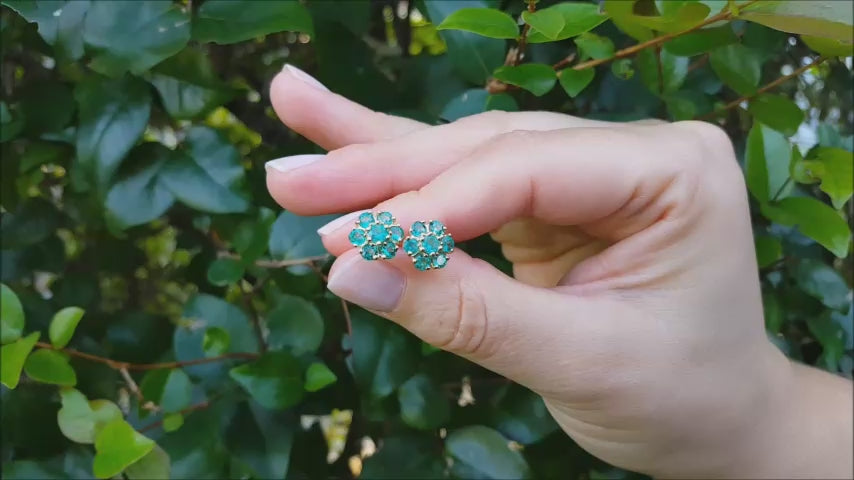 Genuine Emerald cluster earrings