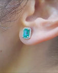 Emerald-cut  emerald stud earrings