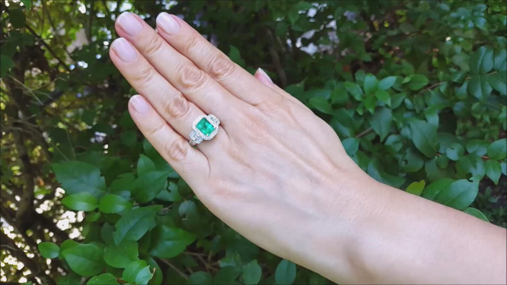 Colombian emerald engagement ring