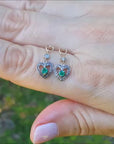 14k yellow gold emerald heart earrings